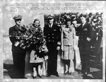 Launching of U.S.S. Huntington, 1945, christening by Mrs. Milton L. Jarret