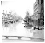 Cars & boats on 3rd Ave., Emmons Apartment Bldg,, Huntington, Wva,1937 Flood by Merrill Hastings
