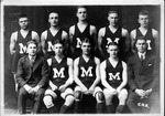 Muskingum College 1920-21 basketball team, Cam Henderson front row, right