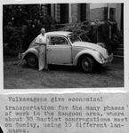 Rev. Erville Sowards and his VW beetle in Rangoon, Burma, 1961