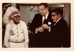 Dr. Carl Hoffman being inducted into the Blackfoot Nation by Chief Old Person