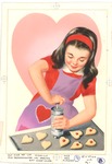 Girl making heart cookies