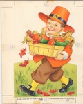 Pilgrim boy with harvest basket