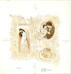 Wedding couple surrounded by flowers