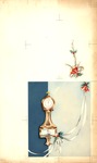 Wall clock with ribbon, holly, and bells