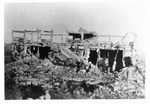 WWII Pacific Theater, combat photo: destroyed Japanese building