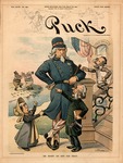 Cover of Puck Magazine, "He Won't go Off His Beat," Mar.7, 1900