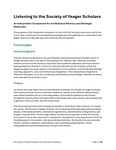 Listening to the Society of Yeager Scholars: An Interpretive Companion for Institutional Memory and Strategic Reflection by Brian A. Hoey