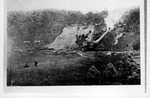 Burning headhouse and conveyor at Cliftonville, WVa mine ca. 1922