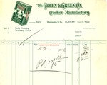 Invoice on Green & Green Co. Cracker Mfg, letterhead to Wade Cross, Nov. 22, 1927 col.
