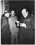 Churchill & Joseph Stalin taking a smoke break at the Yalta Conference, 1945