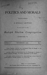 Sunday Lectures before Congregation Rodeph Shalom, Series 10 (1910-1911)