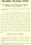 Appeal for Social Justice. An Address in the Rodef Shalom Temple Pittsburgh, Sunday, November 3, 1912 by Joseph Leonard Levy