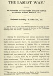 Easiest Way: An Address in the Rodef Shalom Temple, Pittsburgh, Sunday, March 30, 1913 by Joseph Leonard Levy