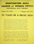 League of Women Voters of the Huntington Area Bulletin, August, 1970