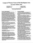 LWV Bulletin, November, 2001 by League of Women Voters of the Huntington Area