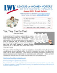 League of Women Voters of the Huntington Area E-mail Bulletin, August, 2023 by League of Women Voters of the Huntington Area