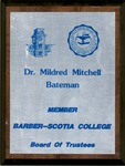 Plaque honoring Dr. Mildred Mitchell Bateman as a member of Barber-Scotia College Board of Trustees.