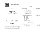 Marshall University Department of Music presents a Guest Artist Gerald Lee, piano