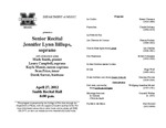 Marshall University Department of Music presents a Senior Recital Jennifer Lynn Billups, soprano