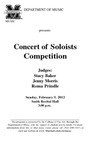Marshall University Music Department Presents a Concert of Soloists Competition, February 5, 2012
