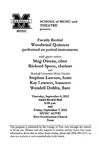 Marshall University Music Department Presents a Faculty Recital, Woodwind Quintets by Stephen Lawson, Kay Lawson, Wendell B. Dobbs, Meg Owens, and Richard Spece