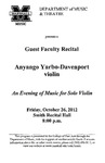 Marshall University Music Department Presents a Guest Faculty Recital, Anyango Yarbo-Davenport, violin, An Evening of Music for Solo Violin, 8 p.m.