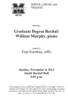 Marshall University Music Department Presents a Graduate Degree Recital: William Murphy, piano by William Murphy