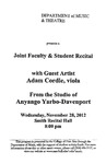 Marshall University Music Department Presents  a Joint Faculty & Student Recital, with Guest Artist, Adam Cordle, viola