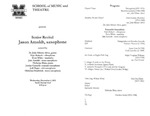 Marshall University Music Department Presents a Senior Recital, Jason Arnoldt, saxophone