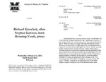 Marshall University Music Department Presents Richard Kravchak, oboe, Stephen Lawson, horn, Henning Vauth, piano