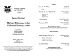 Marshall University Music Department Presents a Junior Recital, Michael Wilcoxon, violin, Nathanial Ramsey, violin