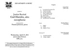 Marshall University Music Department Presents a Junior Recital, Carl Hamlin, alto saxophone