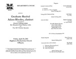 Marshall University Music Department Presents a Graduate Recital, Adam Rhodes, clarinet by Adam Rhodes