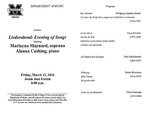 Marshall University Music Department Presents Liederabend: Evening of Songs, featuring Marlayna Maynard, soprano, Alanna Cushing, piano