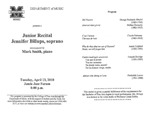 Marshall University Music Department Presents a Junior Recital, Jennifer Billups, soprano, accompanied by Mark Smith, piano by Jennifer Billups