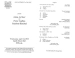 Marshall University Music Department Presents John Arthur, and, Peter Gallus, Student Recital by John Arthur and Peter Gallus