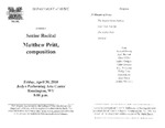 Marshall University Music Department Presents a Senior Recital, Matthew Pritt, composition