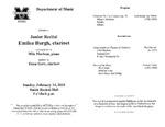 Marshall University Music Department Presents a Junior Recital, Emilea Burgh, clarinet, accompanied by, Mila Markun, piano, assisted by, Tessa Gore, clarinet