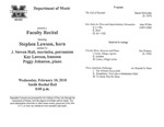 Marshall University Music Department Presents a Faculty Recital, featuring, Stephen Lawson, horn, assisted by J. Steven Hall, marimba, percussion, Kay Lawson, bassoon, Peggy Johnson, piano