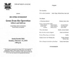 Marshall University Music Department Presents a MU OPERA WORKSHOP, Gems from the Operettas, Gilbert and Sullivan, Linda Dobbs, director and narration, David Patrick, accompanist