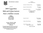 Marshall University Music Department Presents the 2009 Competition, for the, Belle and Lynum Jackson and  Paul A. Balshaw Awards