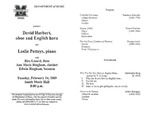 Marshall University Music Department Presents David Herbert, oboe and English horn, and, Leslie Petteys, piano