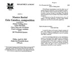 Marshall University Music Department Presents Masters Recital Esin Gunduz, composition by Alanna Cushing, Callie Huff, Chris Clark, and Clark Littlepage