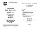 Marshall University Music Department Presents a Senior Recital, Blake Racer, voice