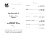 Marshall University Music Department Presents the Jazz Ensemble II, Mr. Jeffrey Wolfe, Director