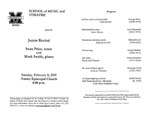 Marshall University Music Department Presents a Junior Recital, Sean Price, tenor, with, Mark Smith, piano