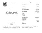 Marshall University Music Department Presents a BFA Senior Recital, Casey Fitzwater, guitar by Casey Fitzwater