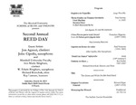 Marshall University Music Department Presents Second Annual Reed Day, Guest Artists, Jon Agazzi, clarinet, John Cipolla, saxophone, and, Marshall University Faculty, Ann Marie Bingham, clarinet, W. Edwin Bingham, saxophone, Richard Kravchak, oboe, Kay Lawson, bassoon