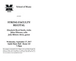 Marshall University Music Department Presents a String Faculty Recital, Elizabeth Reed Smith, violin, Şölen Dikener, cello, Júlio Ribeiro Alves, guitar by Elizabeth Reed Smith, Şőlen Dikener, and Júlio Ribeiro Alves